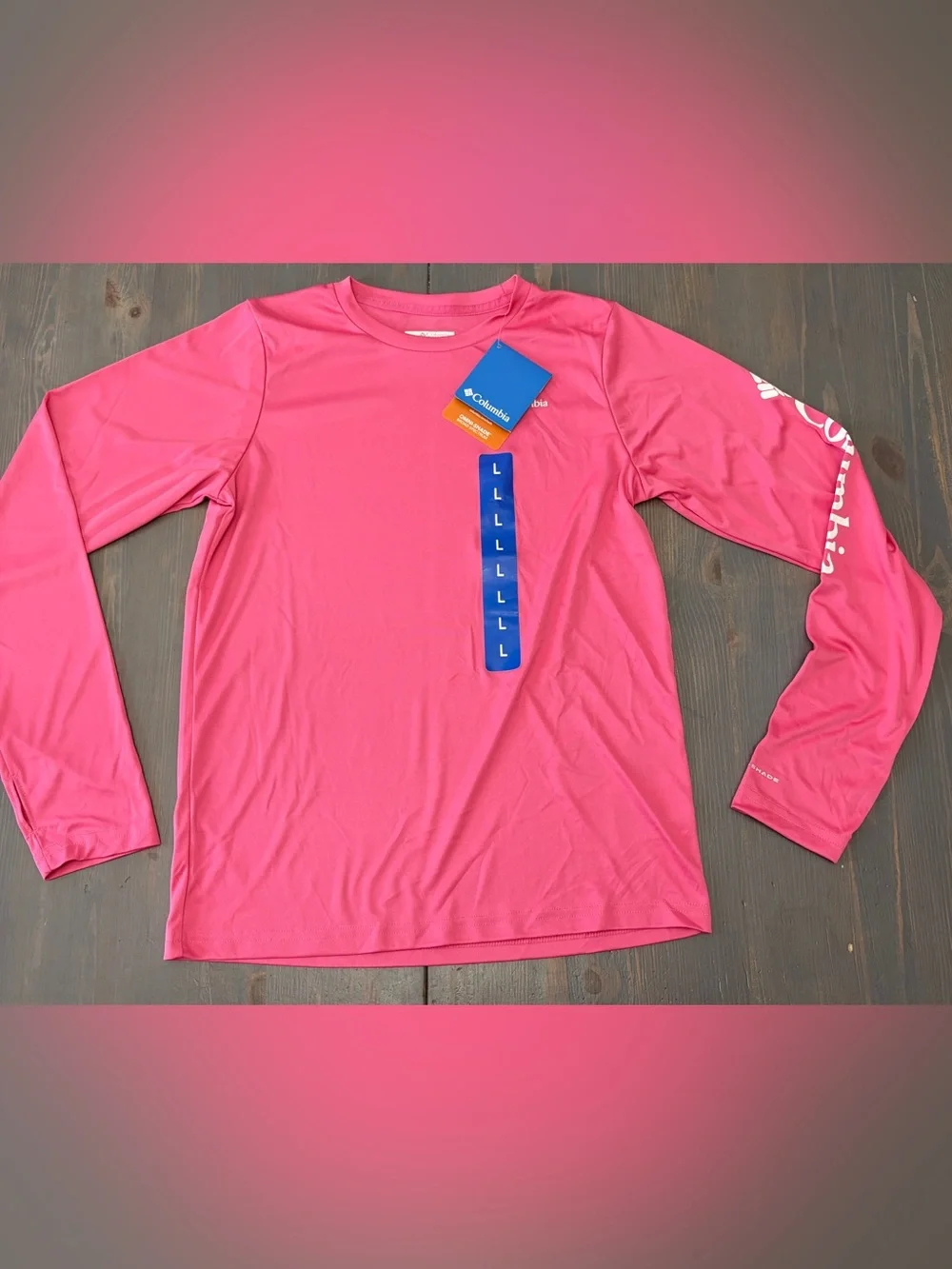 Columbia Hot Pink Long Sleeve  Shirt - Youth Large